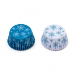 Форми за мъфини frozen - бели и сини снежинки D50мм/H32мм 36броя Decora CHRISTMAS